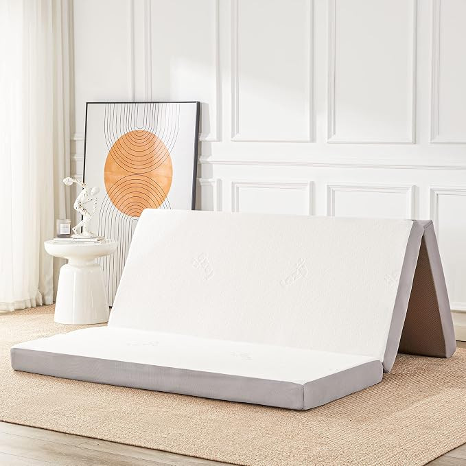 Lazyzizi Folding Memory Foam Mattress, 4" Tri-fold with Breathable Washable Bamboo Fiber Cover, F... | Amazon (US)