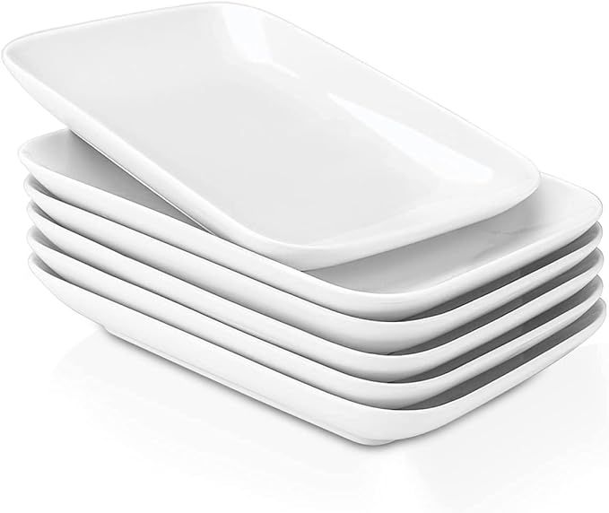 Delling 8 Inch Rectangular Salad Plates/Appetizer Plates Set, Porcelain Dessert Plates, Small Ser... | Amazon (US)