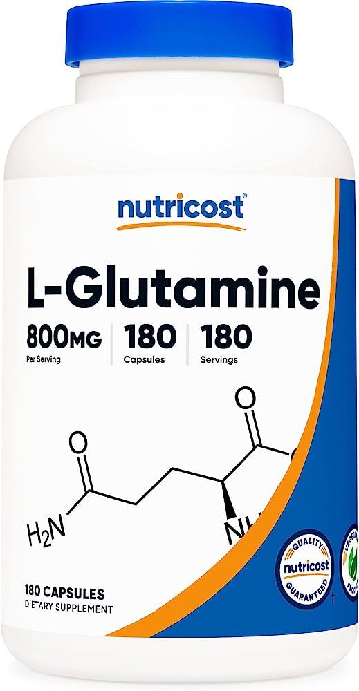 Nutricost L-Glutamine 800mg, 180 Capsules - Gluten Free, Non-GMO | Amazon (US)