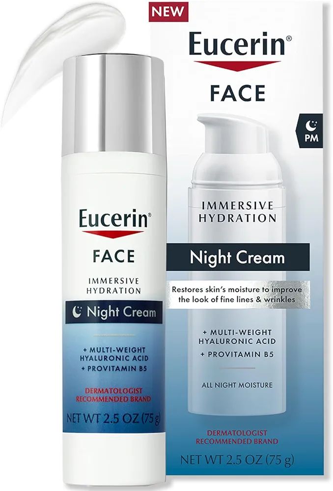 Eucerin Face Immersive Hydration Night Cream with Hyaluronic Acid and Provitamin B5, Ultra-Lightw... | Amazon (US)