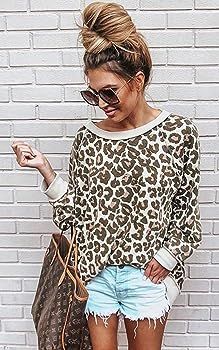 Women's Camouflage Print Casual Leopard Pullover Long Sleeve Sweatshirts Top Blouse | Amazon (US)