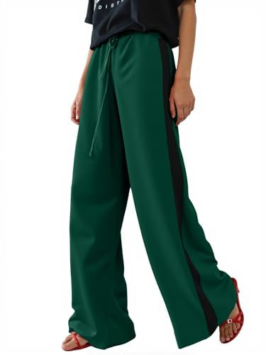 Charfille Women Leopard Striped Loose Casual Pants (3-Green Black, 2XL) | Amazon (US)