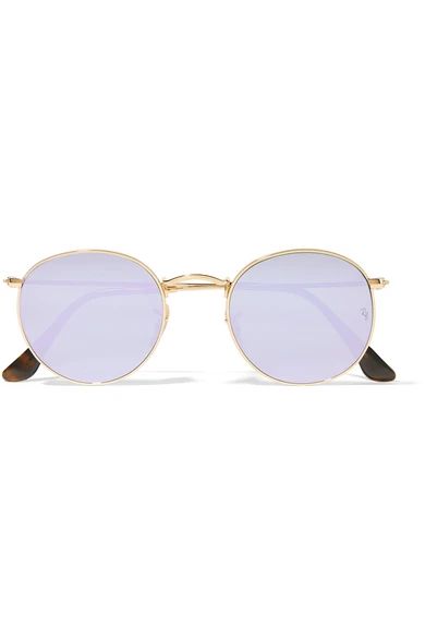 Ray-Ban - Round-frame Gold-tone Mirrored Sunglasses - Lilac | NET-A-PORTER (UK & EU)