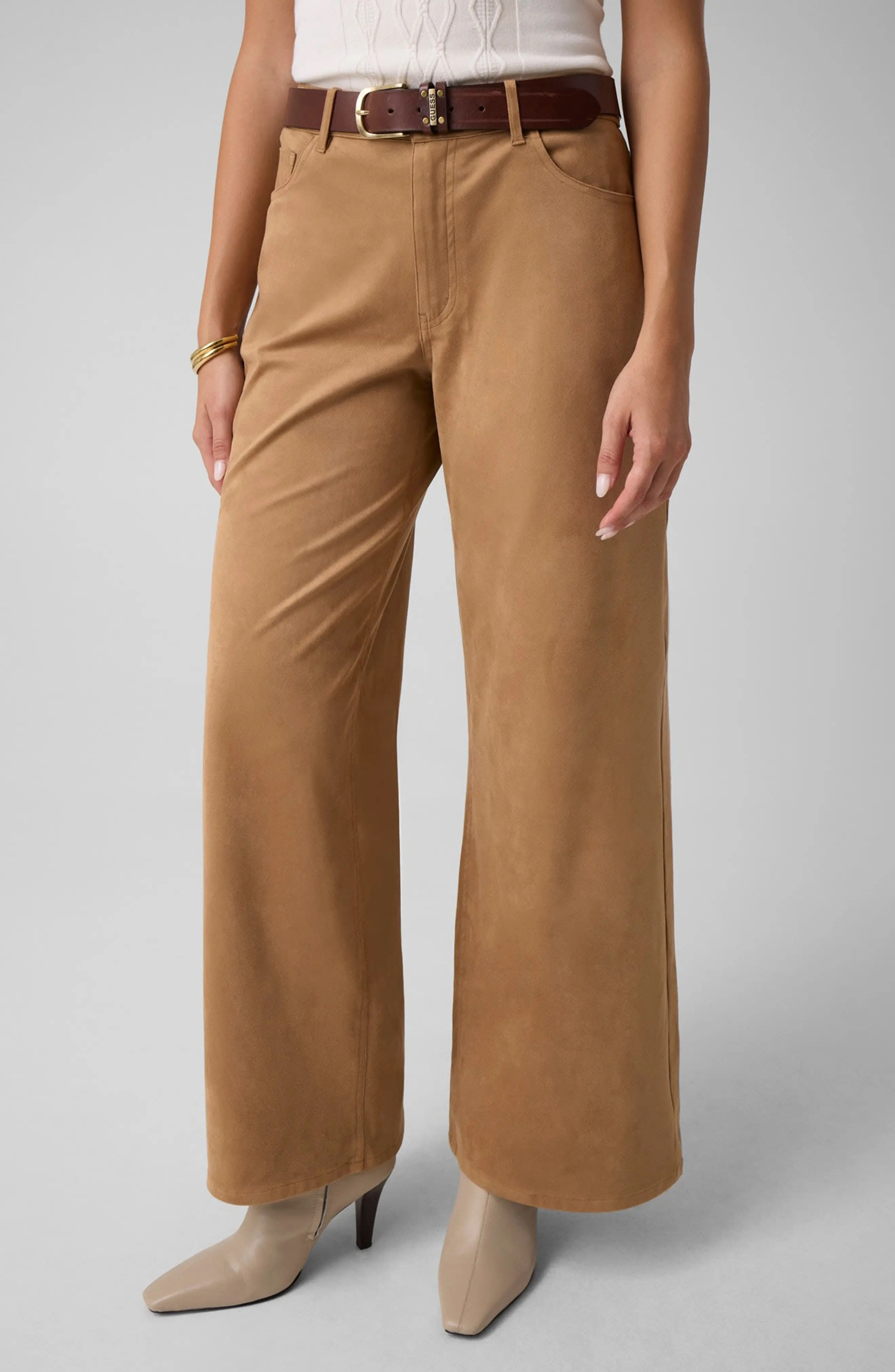 GUESS Jennie Faux Suede Wide Leg Pants (Women) | Nordstrom | Nordstrom