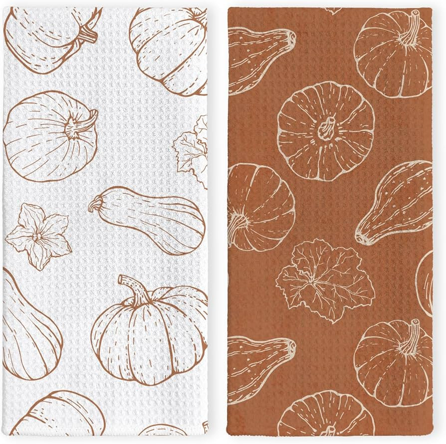 Fall Red Pumpkin Kitchen Towels - Dish Towels for Bathroom & Home, Harvest & Pumpkin Decor - Set ... | Amazon (US)