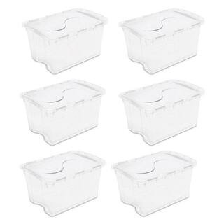 48-Quart Plastic Storage Bin with Hinged Lid & Handles, Clear (6 Pack) | The Home Depot