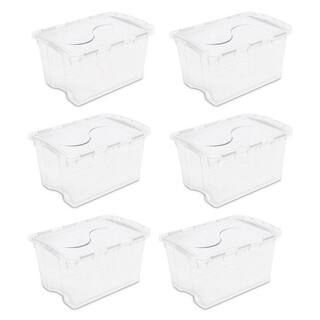 48-Quart Plastic Storage Bin with Hinged Lid & Handles, Clear (6 Pack) | The Home Depot