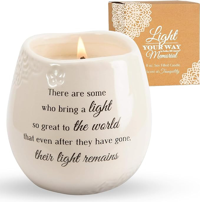 Pavilion Gift Company - 'In Memory, Light Remains' 19176 - White Ceramic Candle with Soy Wax in a... | Amazon (US)