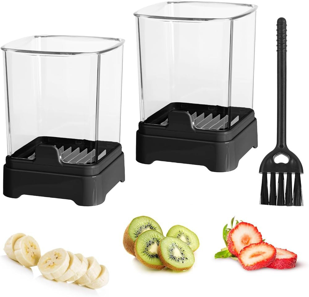 2 Pack Upgraded Fruit Slicing Cup with Removable Blade & Push Plate - Safe Strawberry, Banana, Eg... | Amazon (US)