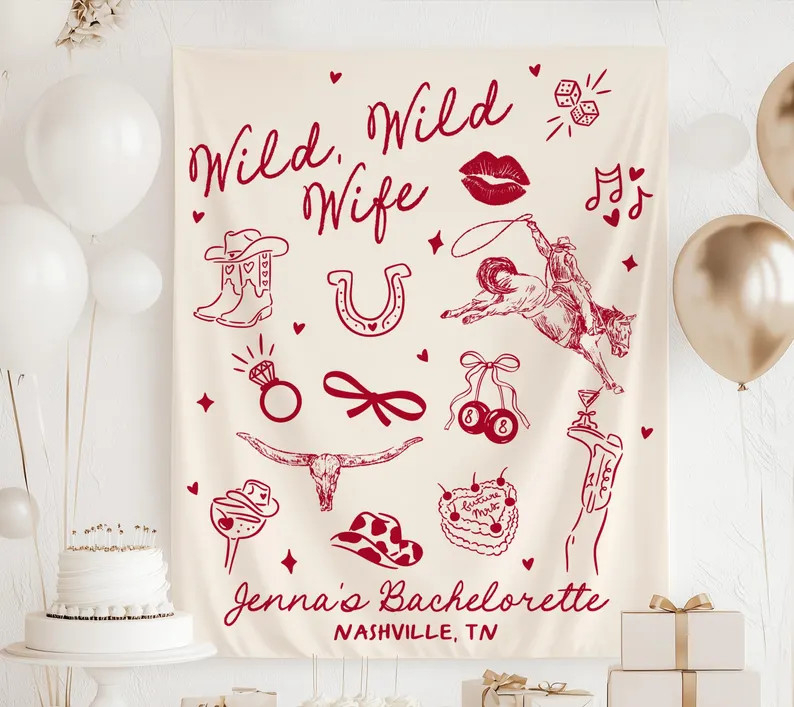 Wild Wild Wife Bachelorette Banner, Western Cowgirl Bach Party Backdrop, Nashville Bachelorette D... | Etsy (Global)