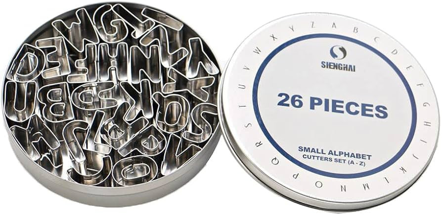 SurgeHai 26-Piece Small Alphabet Cutters Set (A - Z), Stainless Steel Decorating Tools Letters Fo... | Amazon (US)