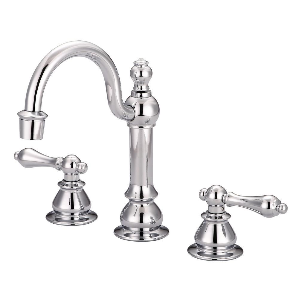 Vintage Classic 8 in. Widespread 2-Handle High Arc Bathroom Faucet with Pop-Up Drain in Triple Pl... | The Home Depot