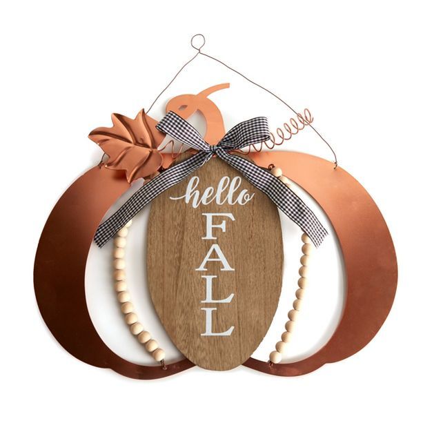 Lakeside Hello Fall Wall Hanging Pumpkin Sign - Harvest Greeting Room Accent | Target