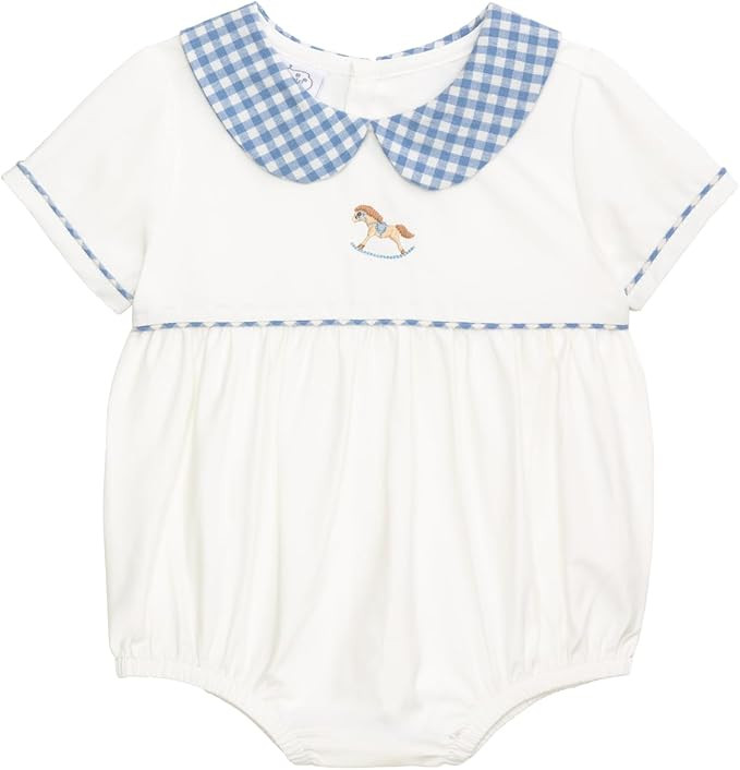 Mud Pie Baby Boy Rocking Horse Gingham Bubble | Amazon (US)
