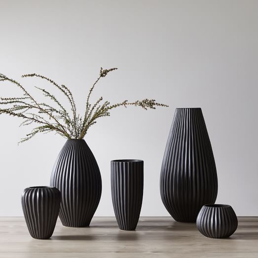 Sanibel Black Textured Ceramic Vases | West Elm (US)