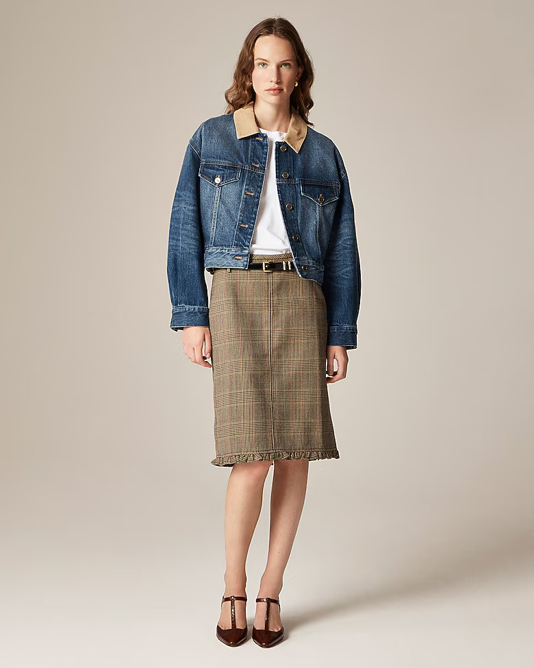 Oversized cropped trucker jacket in denim | J. Crew US