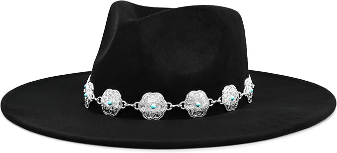 Big Wide Brim Boho Western Hat for Women and Men - Felt Rancher Fedora Hat with 4 inches Flat Bri... | Amazon (US)