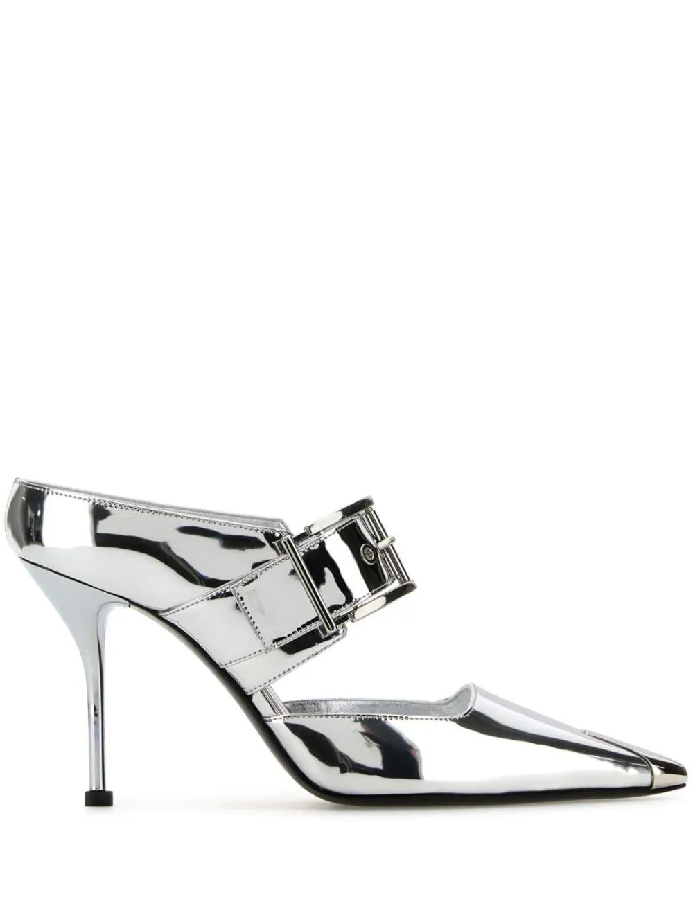 Alexander McQueenPunk 90mm buckled metallic mules | Farfetch Global