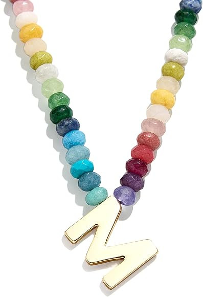 Semi-Precious Block Initial Necklace | Amazon (US)