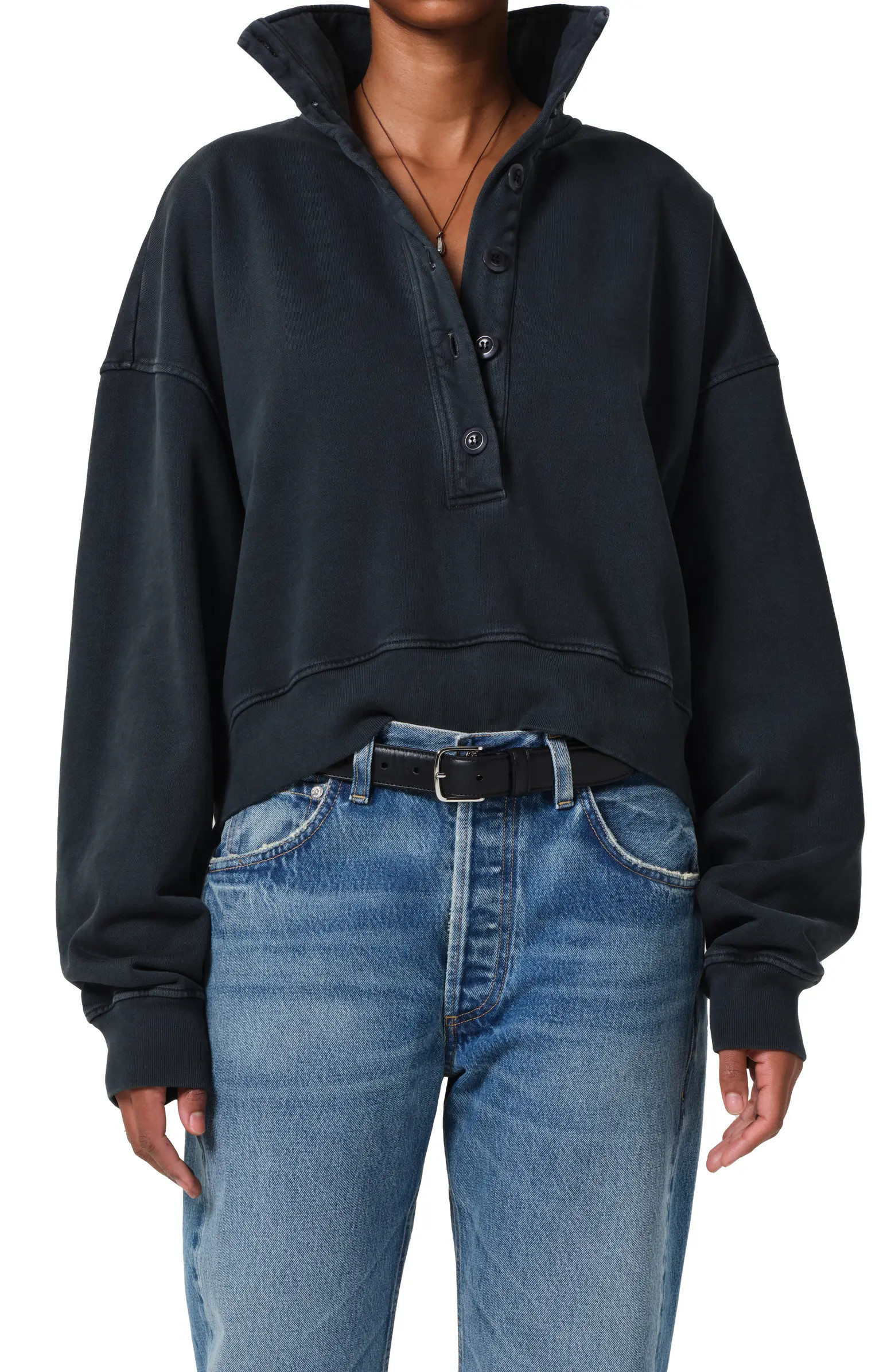 Citizens of Humanity Mirelle Oversize Henley Sweatshirt | Nordstrom | Nordstrom