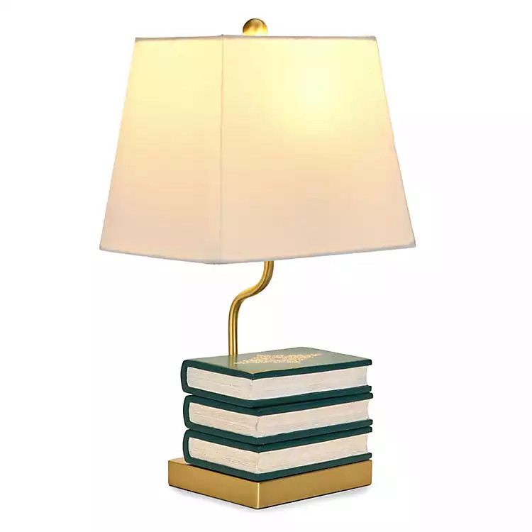 New! Green Book Stack Table Lamp | Kirklands