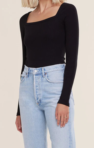Agolde - Hanley Square Neck Bodysuit - Black | Jessie Boutique
