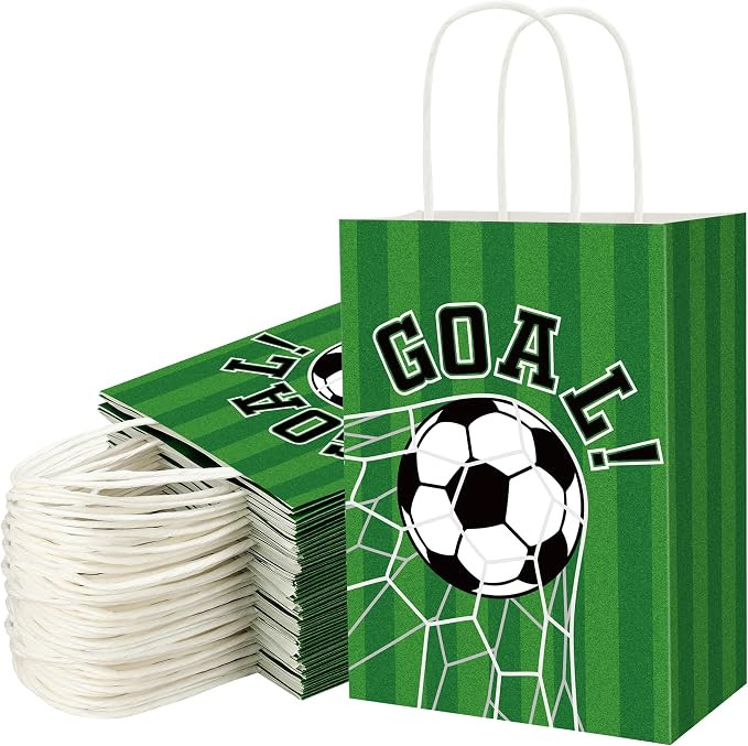24 PCS Soccer Gift Bags Soccer Party Favor Bags with Handles Goal Theme Treat Candy Goodie Paper ... | Amazon (US)