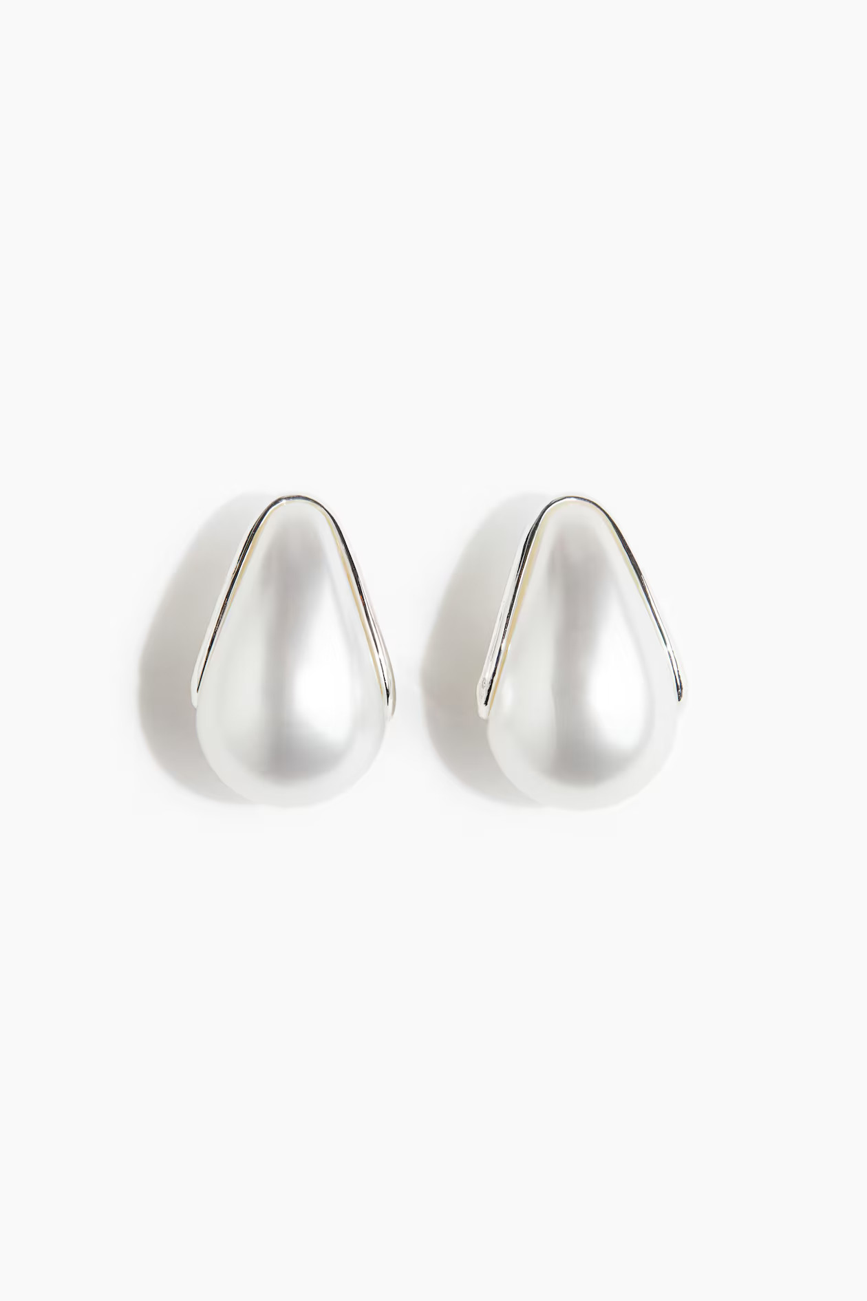 Chunky Dome Earrings - Silver-colored/white - Ladies | H&M US | H&M (US + CA)