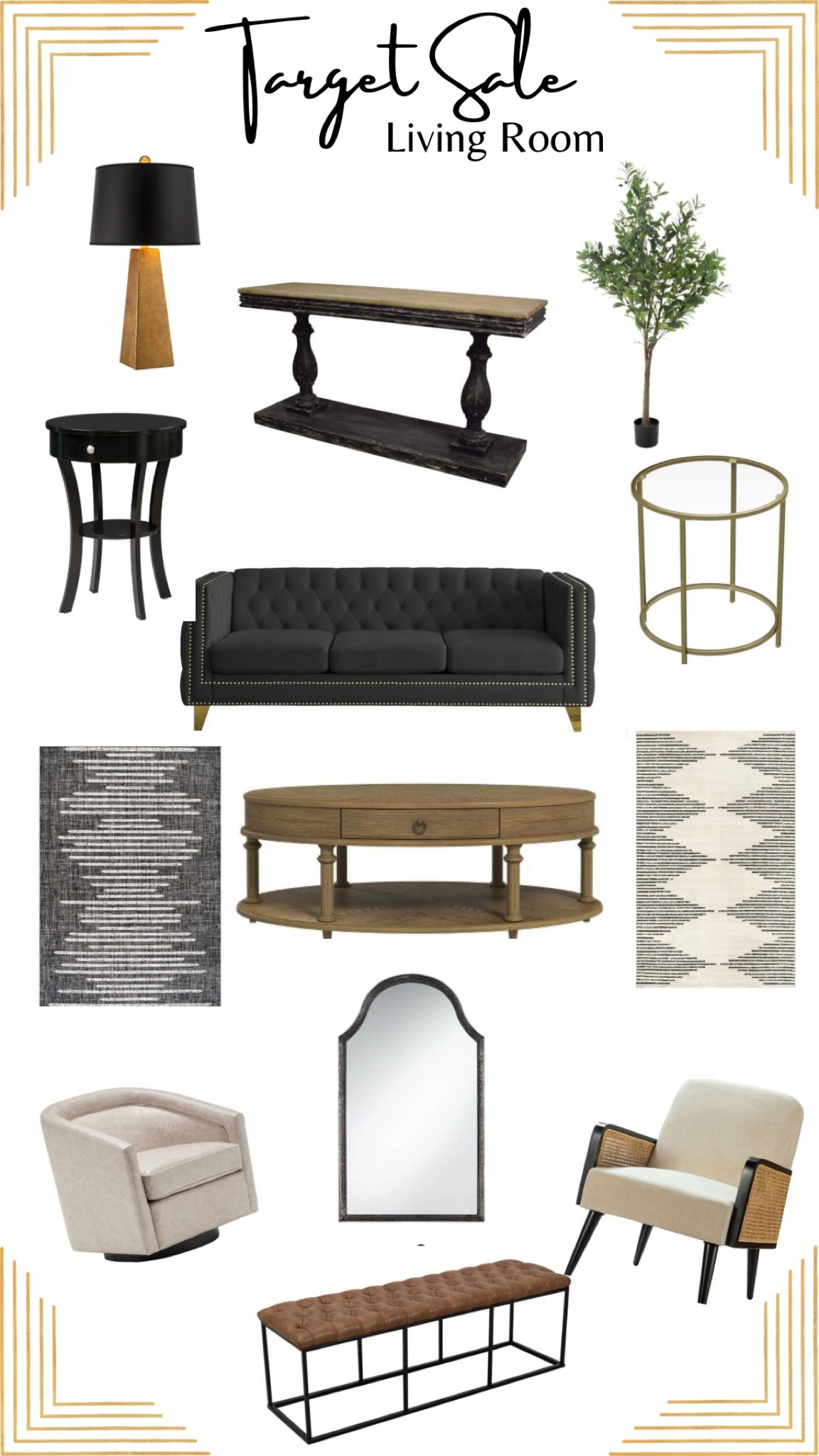 Rounding up some of my favorite Target living room sale pieces for you! From the black tufted couch with nailhead trim to that stunning oval wooden coffee table, Target has beautiful options for every room in your home.
#targetsale #livingroom #familyroom 

#LTKsalealert #LTKFind #LTKhome