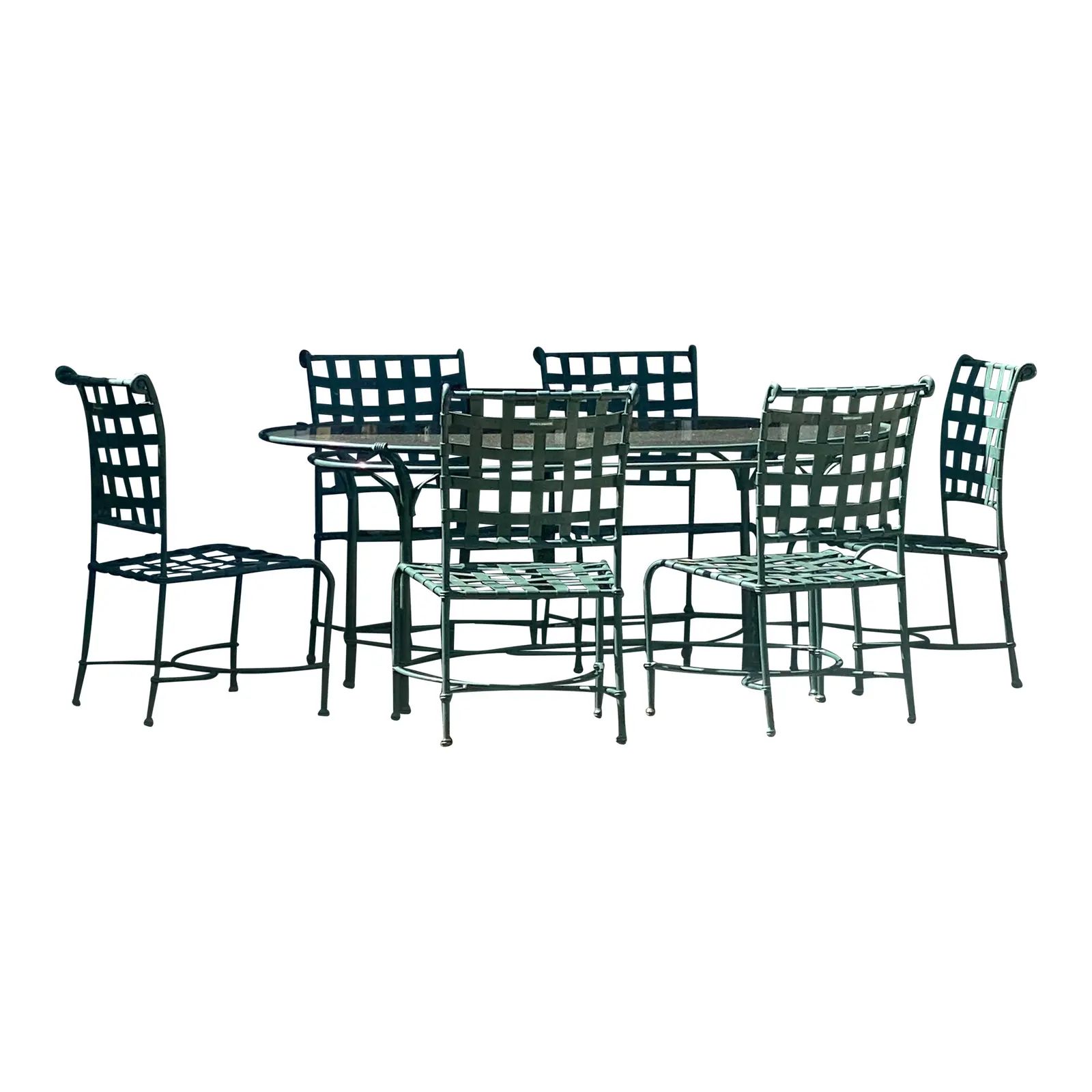 Brown Jordan Florentine Oval Table & 6 Dining Chairs | Chairish