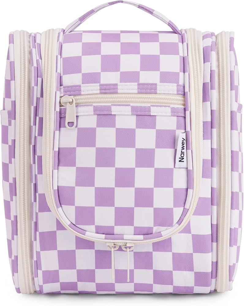 Narwey Small Checkered Hanging Travel Toiletry Bag for Women, Travel Bag for Toiletries, Makeup B... | Amazon (US)