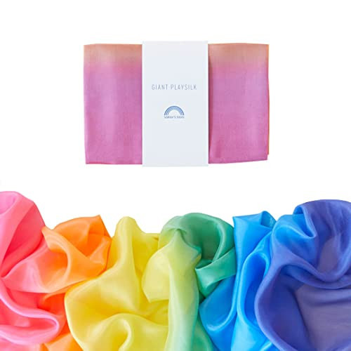 Sarah's Silks Giant Playsilk | 100% Silk Toy for Toddlers | Bright Colored Large Scarves for Fort Building and Pretend Play - Rainbow | Amazon (US)
