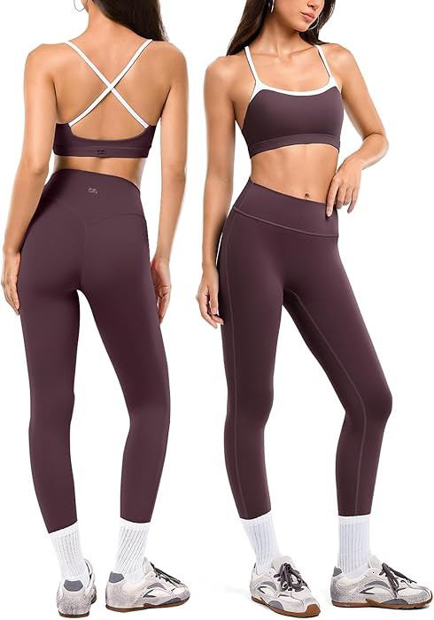 2 Piece Workout Sets for Women, Camisole Square Neck Tops & Seamless Leggings, Gym Yoga Pilates O... | Amazon (US)