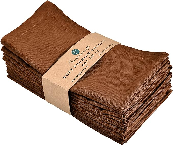 FINGERCRAFT Dinner Cloth Napkin Cotton Linen Blend 12 Pack Natural Premium Quality Mitred Corner ... | Amazon (US)