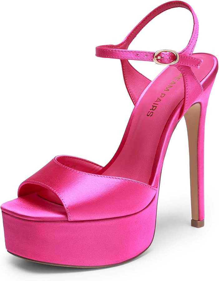 DREAM PAIRS Women’s High Platform Heels 5.75'' Stilettos Open Square Toe Heeled Sandals Ankle S... | Amazon (US)