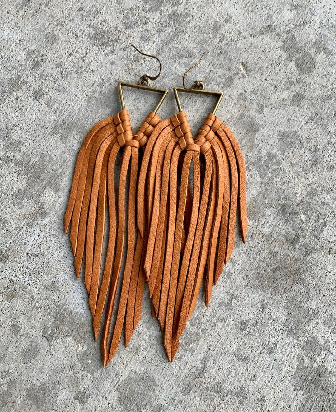 Yellowstone collection triangle fringe leather earrings, deerskin leather fringe, boho, western, ... | Etsy (US)