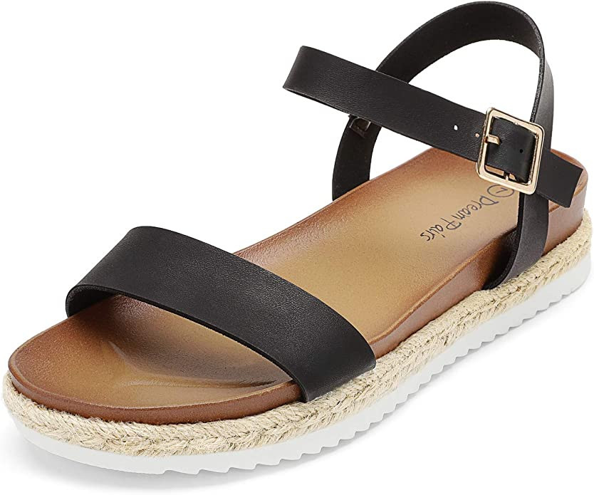 DREAM PAIRS Women’s Open Toe Ankle Strap Espadrille Casual Flatform Platform Wedge Sandals | Amazon (US)