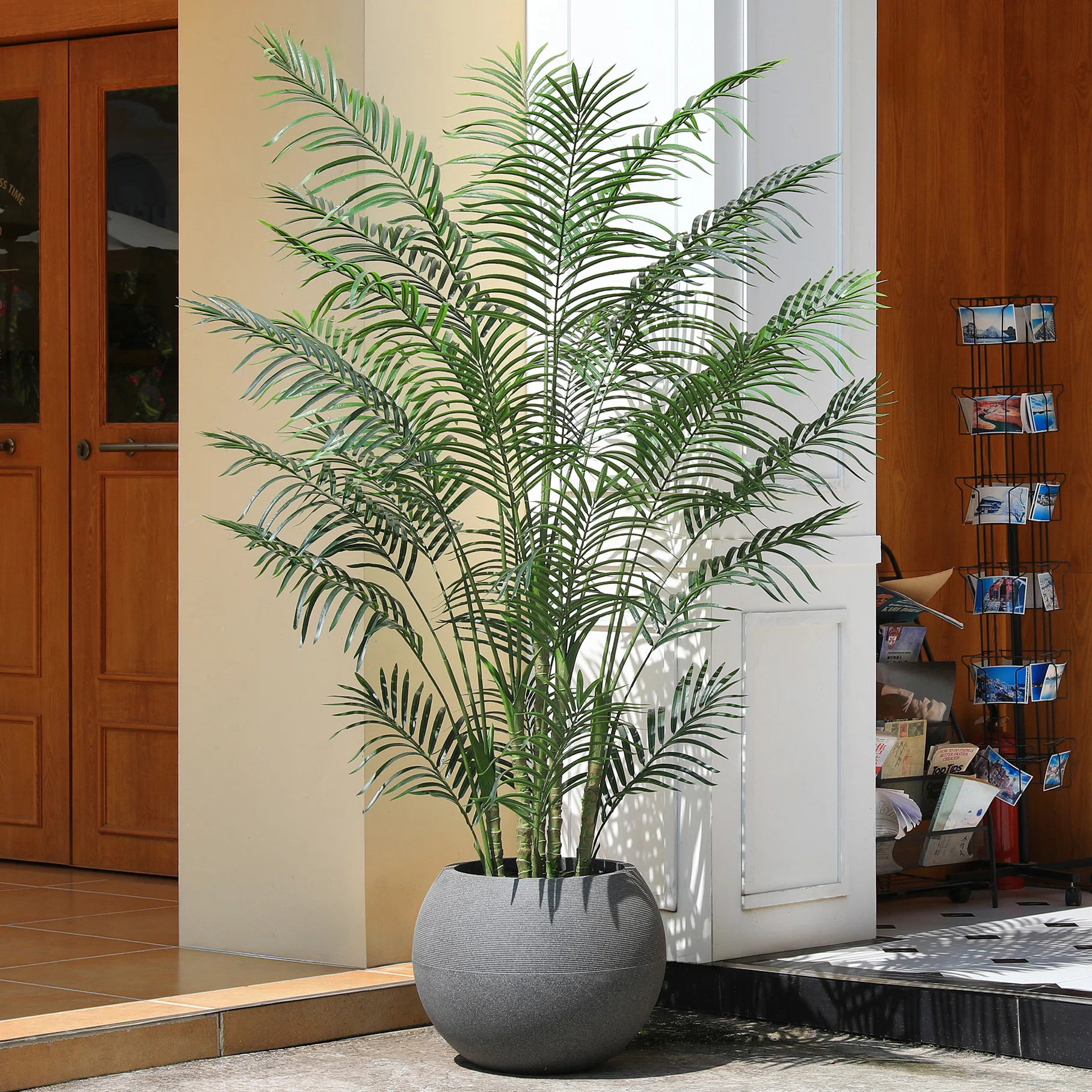 Adcock 7ft UV Resistant Fake Palm Tree with Grey Tall Planter for Indoor Outdoor Office Home Deco... | Wayfair North America