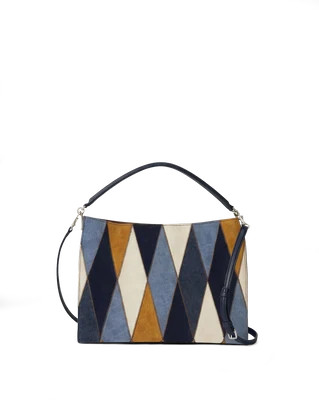 Veronica Beard Vida Patchwork Shoulder Bag Blue Multi | Veronica Beard