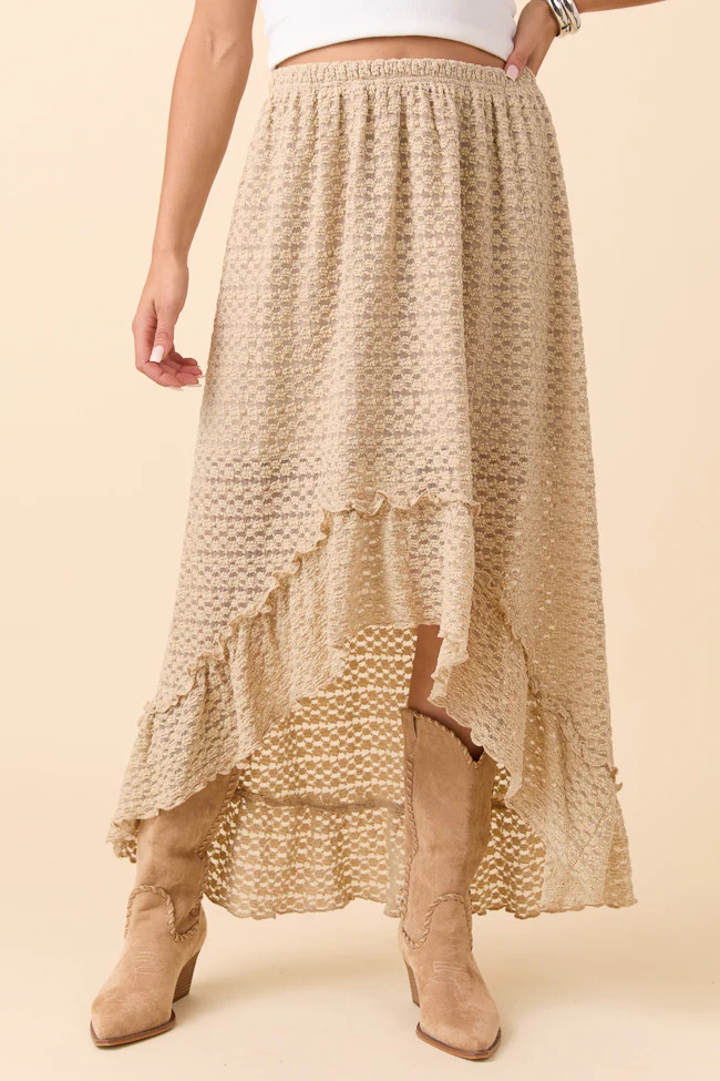 Wrenlee Khaki Lace Skirt | Pink Lily
