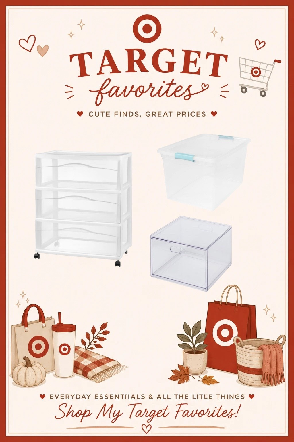 Target storage finds that make getting organized feel ✨ way more fun ✨ 🤍

Sharing some of my favorite storage solutions for keeping all the clutter under control — perfect for closets, pantries, playrooms, bathrooms & all those little spaces that could use a refresh! 🧺🏡

Cute, functional AND from Target? Say less. 🙌🏼

Shop all of these storage finds through my LTK! 🤎

#LTKHome #LTKFinds #TargetFinds #TargetHome #TargetStyle #HomeOrganization #StorageSolutions #OrganizedHome #OrganizationIdeas #HomeFinds #Declutter #TargetMustHaves

#LTKdayinmylife #LTKHome #LTKSaleAlert