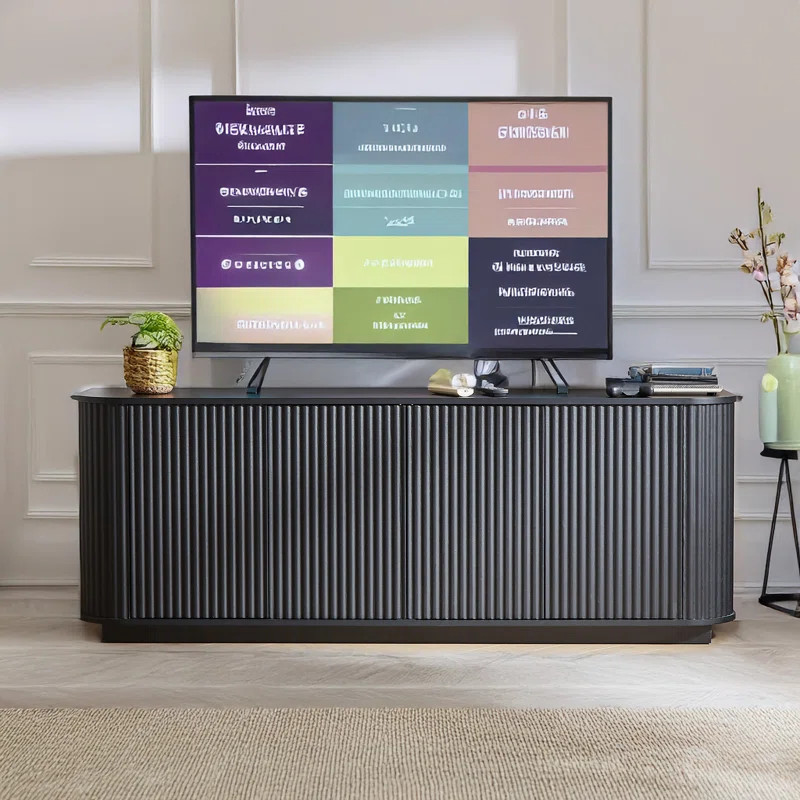 Ebern Designs 64" Vertical-Striped 4-Door Sideboard | Wayfair North America