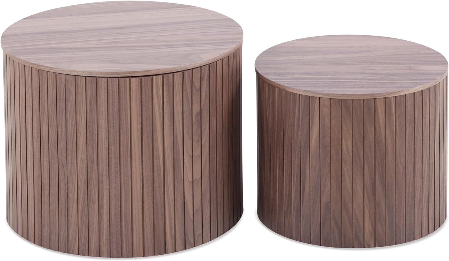 WAKEEPING Nesting Coffee Table Set of 2,Modern Round Wooden Coffee Tables, Luxury Side Table Acce... | Amazon (US)