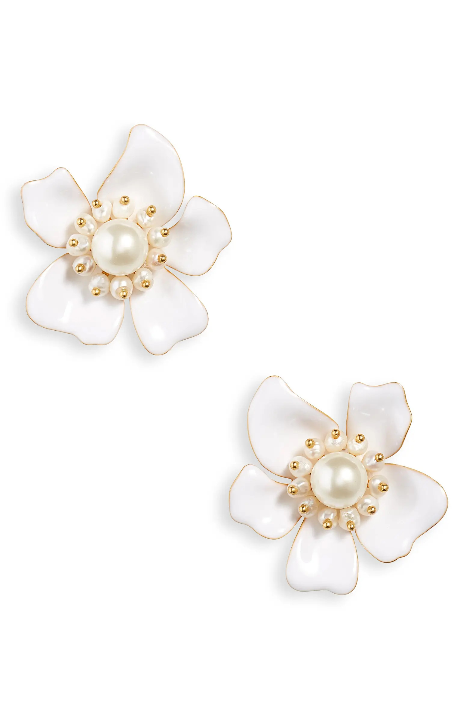 floral imitation pearl statement stud earrings | Nordstrom