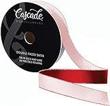 Fair Isle 7/8" x 20 yd Cascade Double Faced Satin Ribbon, Pink/Red | Amazon (US)