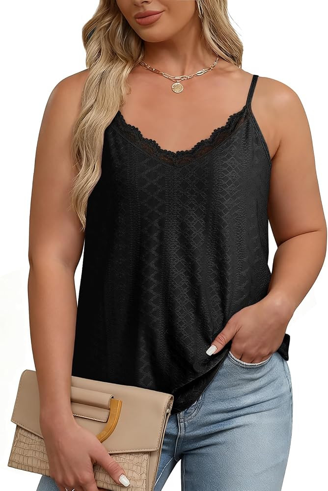 Eytino Plus Size Tank Tops for Women Summer Casual Spaghetti Strap Sleeveless Camisole Shirts(1X-... | Amazon (US)