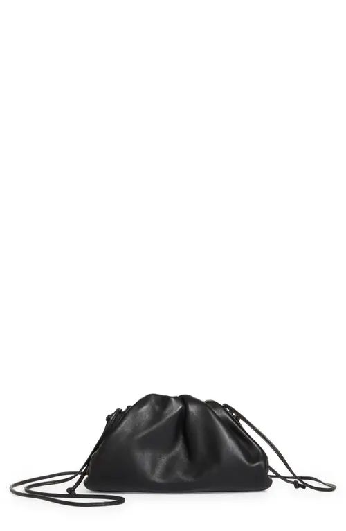 Bottega Veneta The Mini Pouch Calfskin Leather Crossbody Bag in Black Gold at Nordstrom | Nordstrom