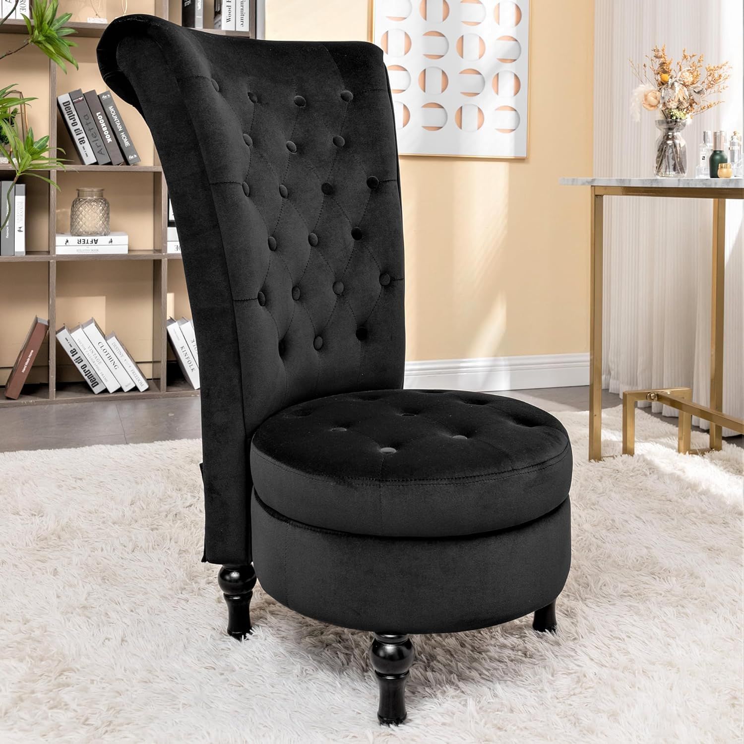 Container Furniture Direct Royal High-Back Velvet Accent Chair for Vanity with Storage and Luxuri... | Amazon (US)