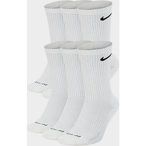 Nike Everyday Plus Cushioned Crew Training Socks (6-Pack) in White/White Size Large | Finish Line (US)