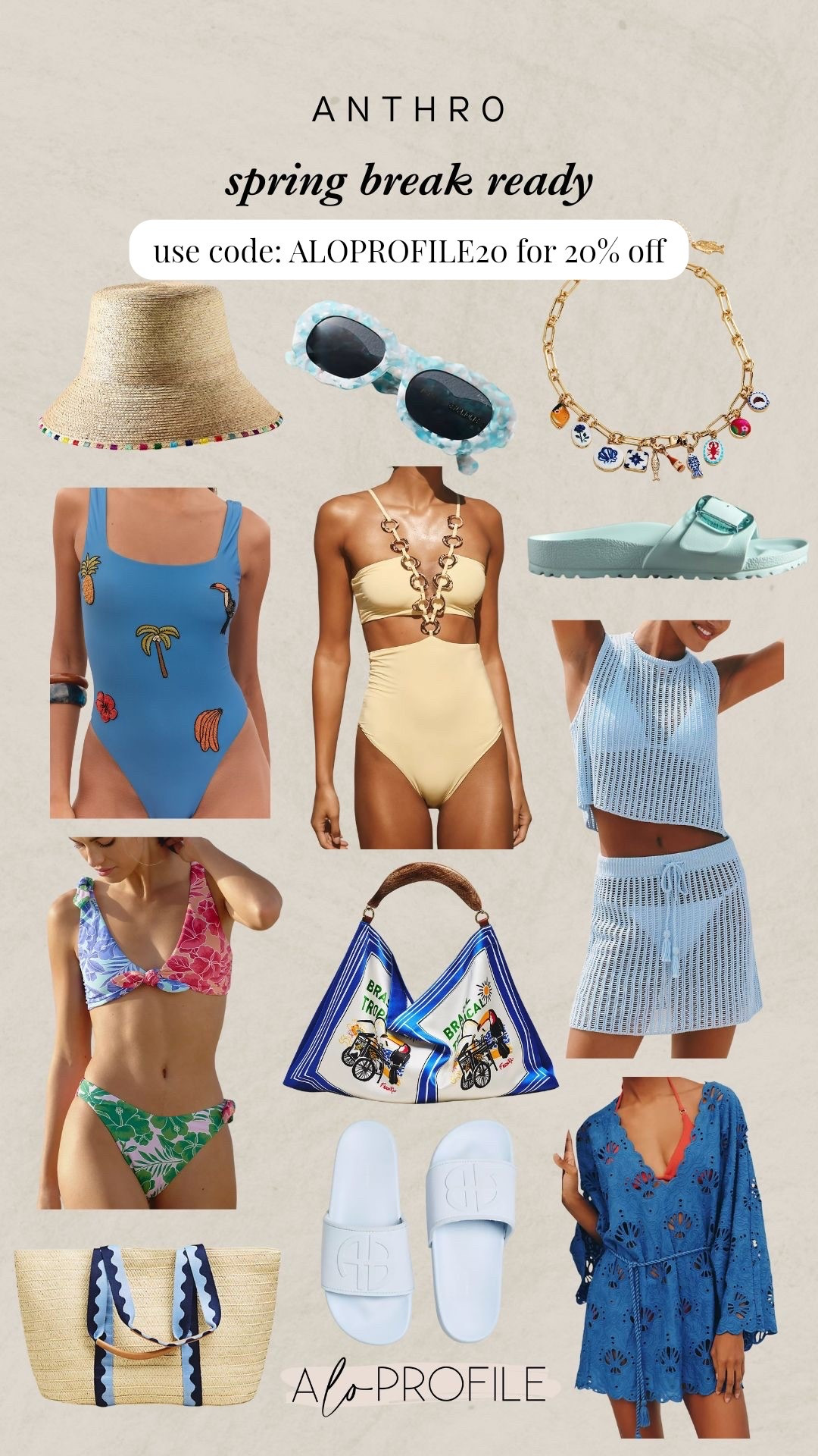 Spring Break Outfits via Anthro // spring style, spring outfits, vacay outfit, vacation outfits, spring break outfit inspo, swimwear, coverup, beachwear, resort wear,  beach essentials